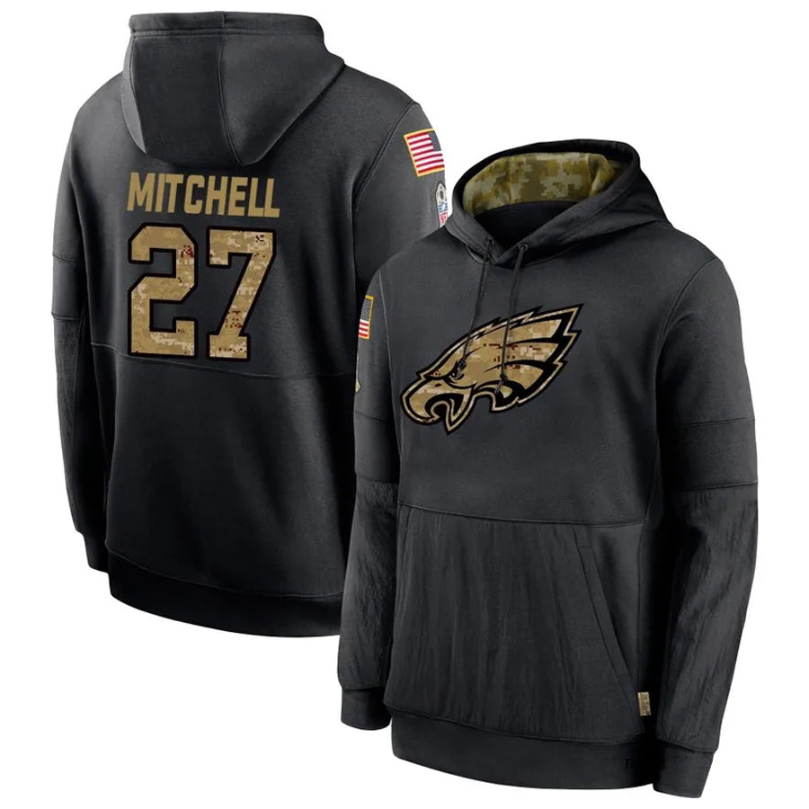 Fenge P.Eagles #27 Quinyon Mitchell Player Black Military Hoodie Game Stitched Jerseys