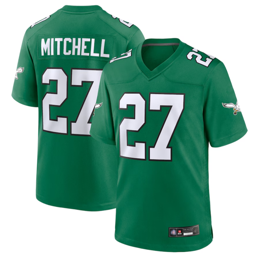 Fenge P.Eagles #27 Quinyon Mitchell Player Kelly Green Replica Game Stitched Jerseys