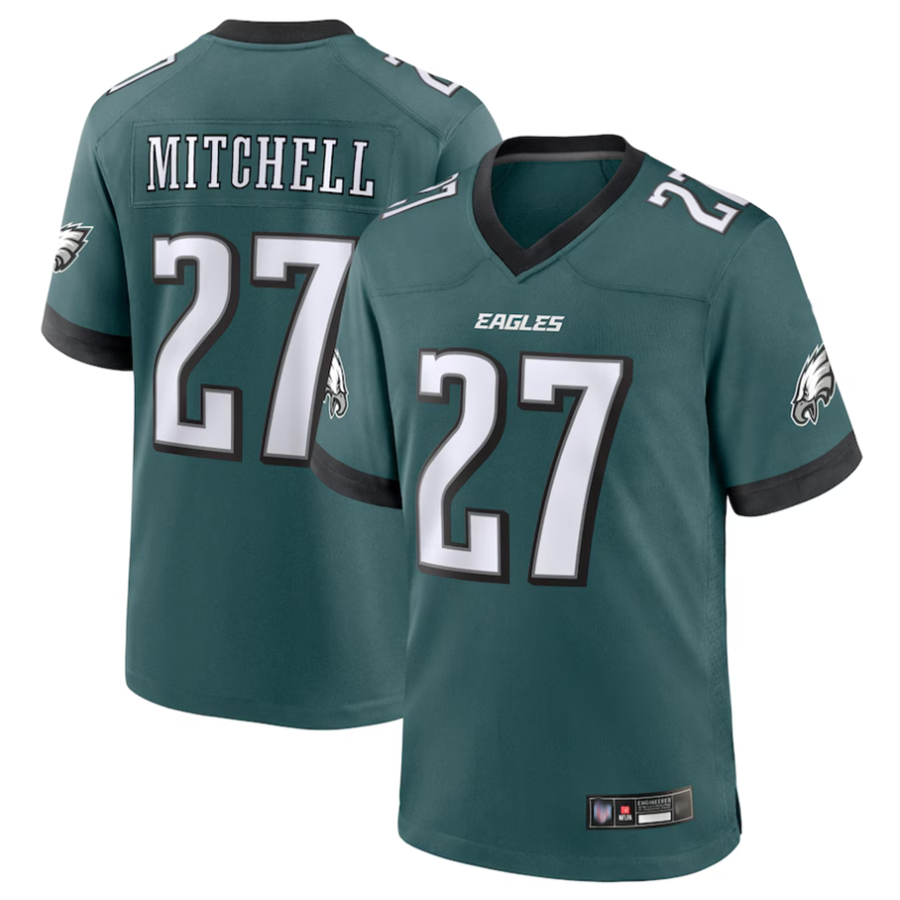 Fenge P.Eagles #27 Quinyon Mitchell Player Midnight Green Replica Game Stitched Jerseys