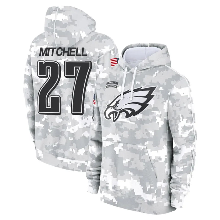 Fenge P.Eagles #27 Quinyon Mitchell Player Military Hoodie Arctic Camo Salute To Service Stitched Jerseys