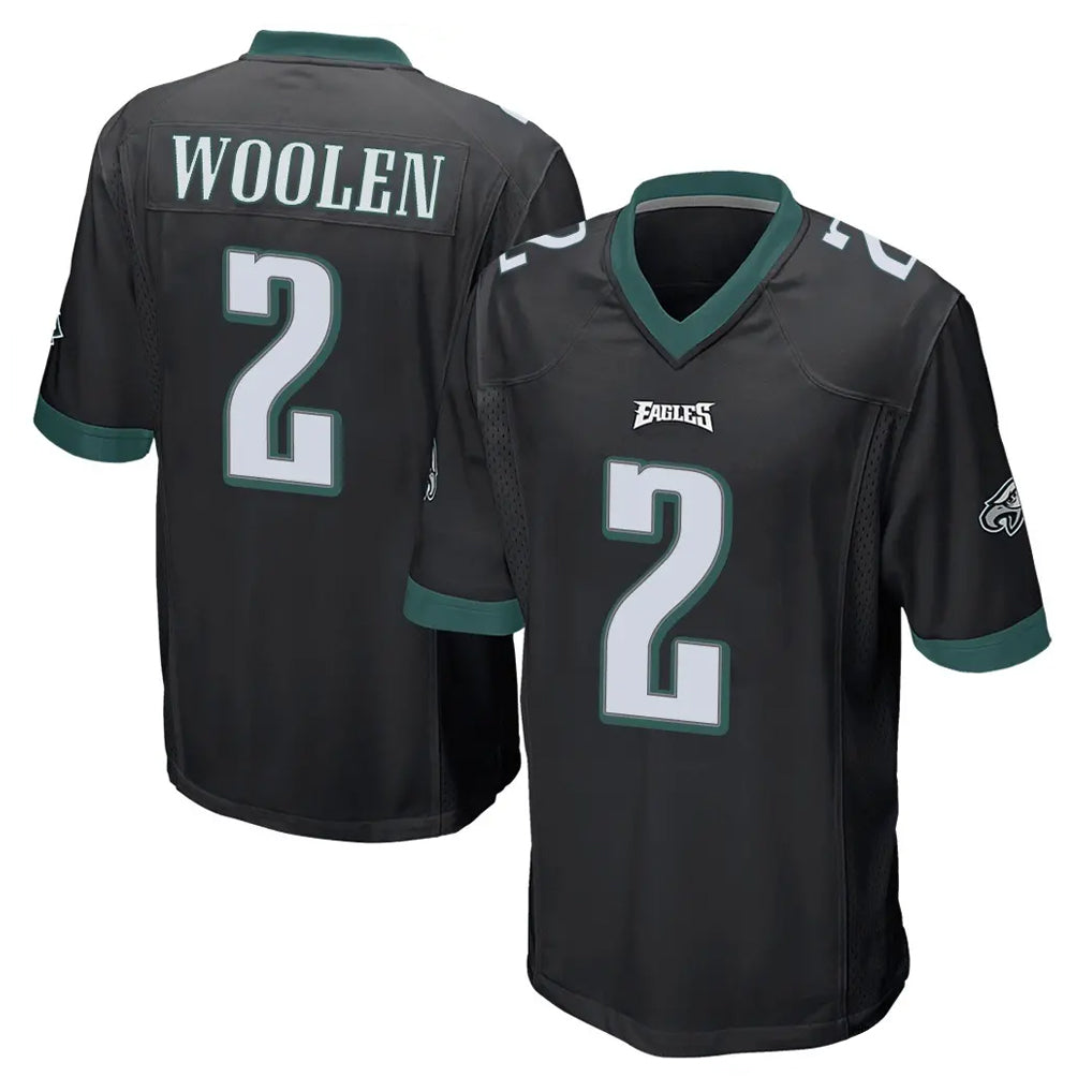 Fenge P.Eagles #2 Riq Woolen Player Black Home Game Stitched Jerseys