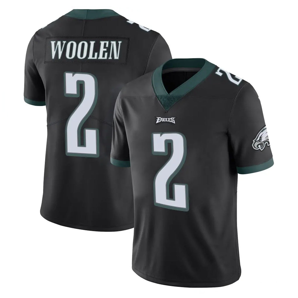 Fenge P.Eagles #2 Riq Woolen Player Black Limited Vapor Untouchable Home Game Stitched Jerseys