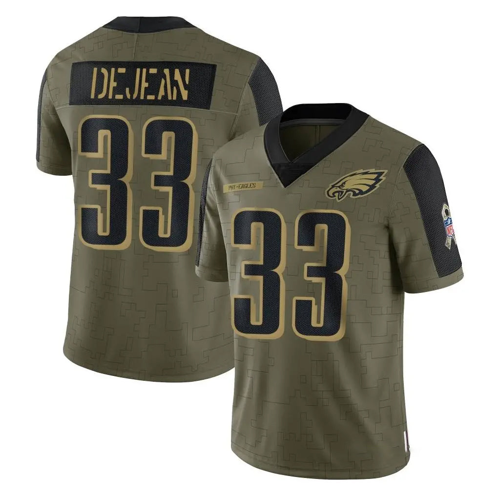 Fenge P.Eagles #33 Cooper DeJean Player Olive Salute To Service Limited Game Stitched Jerseys