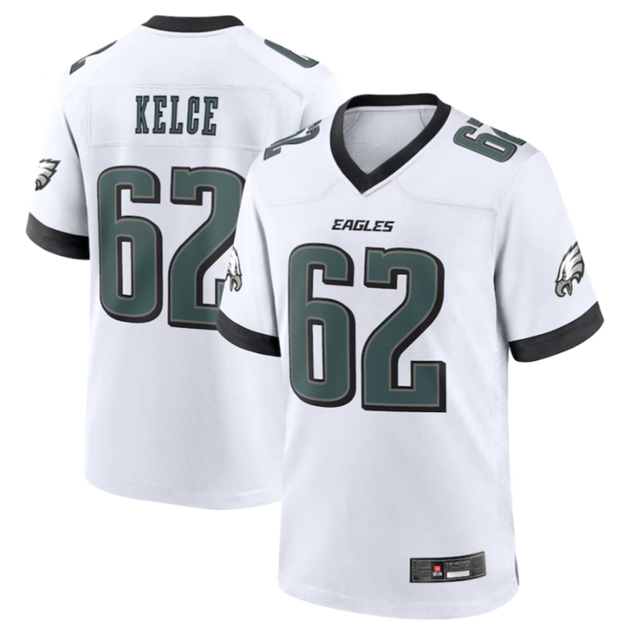 Fenge P.Eagles #62 Jason Kelce White White Game Stitched American Stitched Jerseys