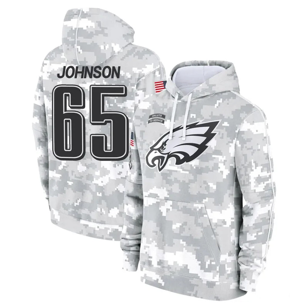 Fenge P.Eagles #65 Lane Johnson Player Arctic Camo Salute to Service Pullover Hoodies Limited Game Stitched Jerseys