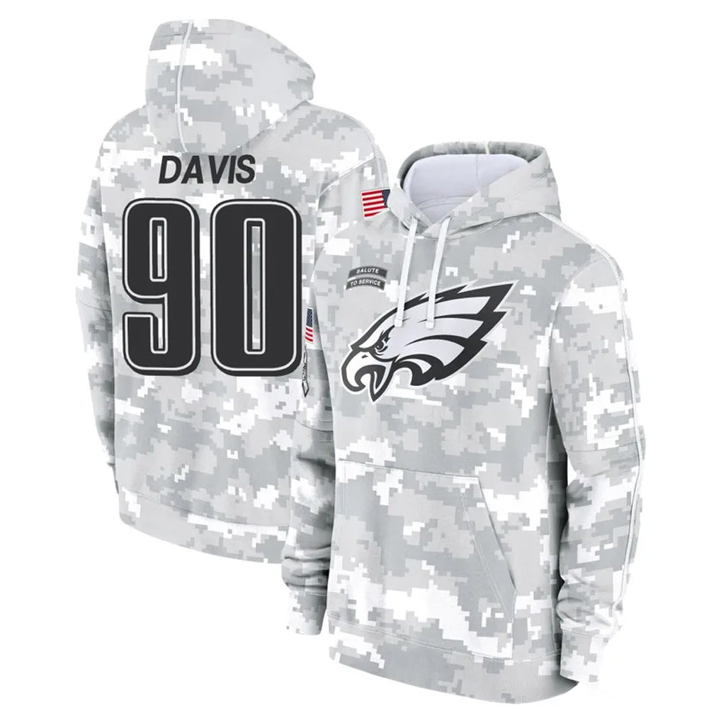 Fenge P.Eagles #90 Jordan Davis Player Arctic Camo Salute to Service Pullover Hoodies Limited Game Stitched Jerseys