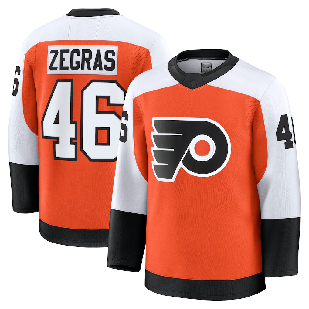 Fenge P.Flyers #46 Trevor Zegras Orange Home Breakaway Jerseys
