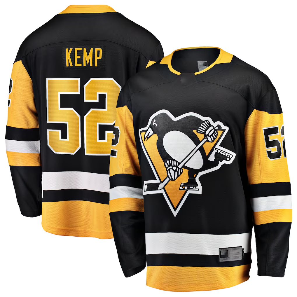 Fenge P.Penguins #52 Philip Kemp Black Home Breakaway Jerseys