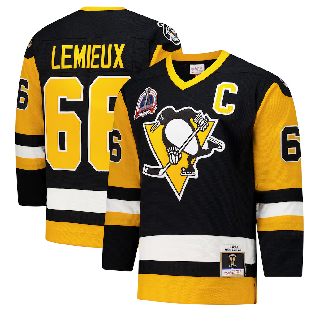 Fenge P.Penguins #66 Mario Lemieux Black 1991?92 Power Play Jerseys