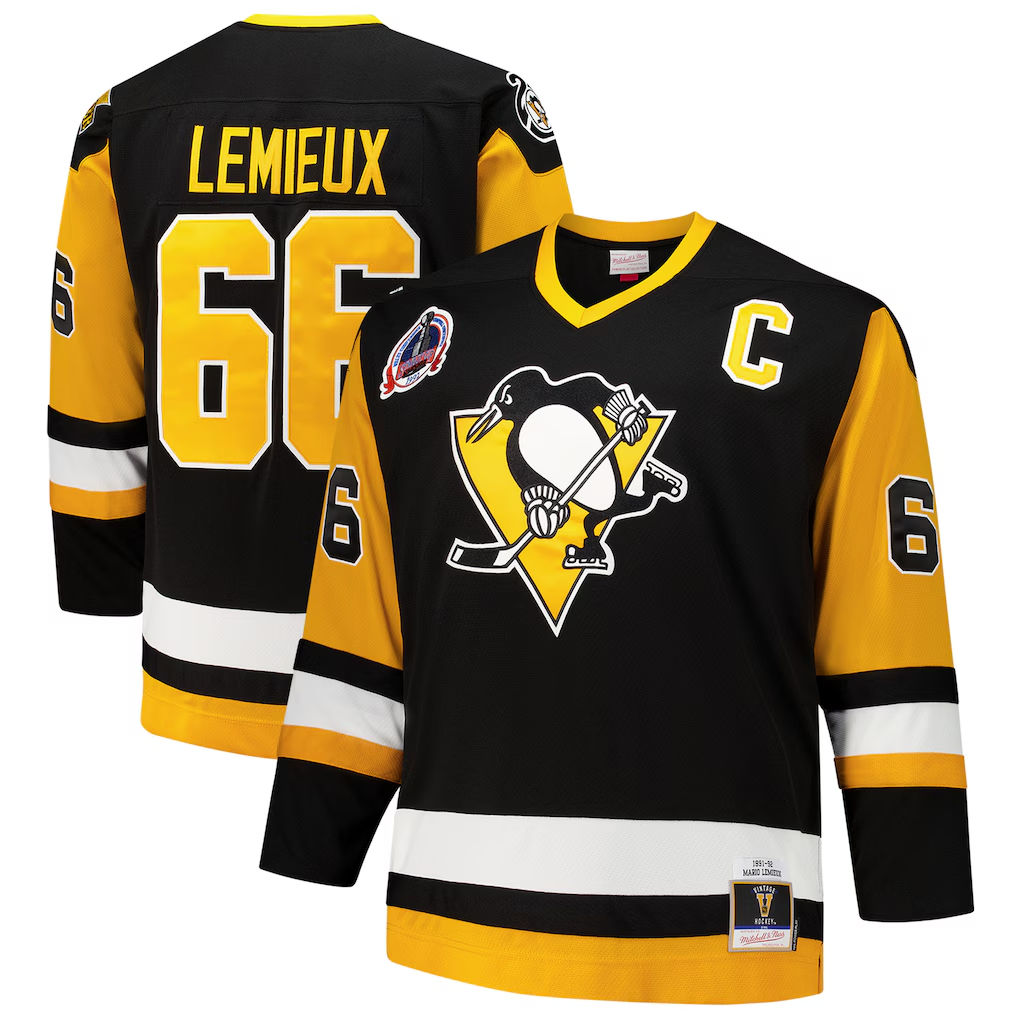 Fenge P.Penguins #66 Mario Lemieux Mitchell & Ness Black Big & Tall 1991-92 Blue Line 2.0 Jerseys