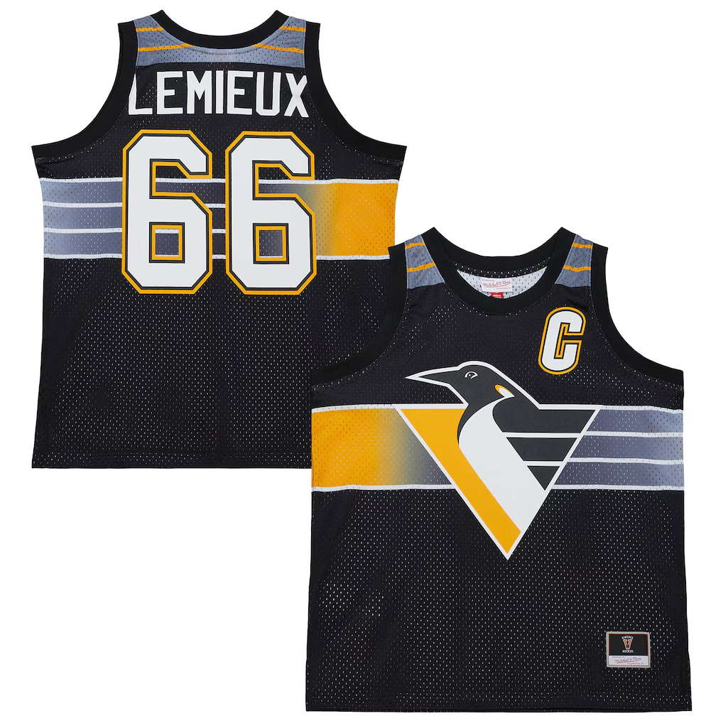 Fenge P.Penguins #66 Mario Lemieux Mitchell & Ness Black Maxxed Out Fashion Basketball Jerseys