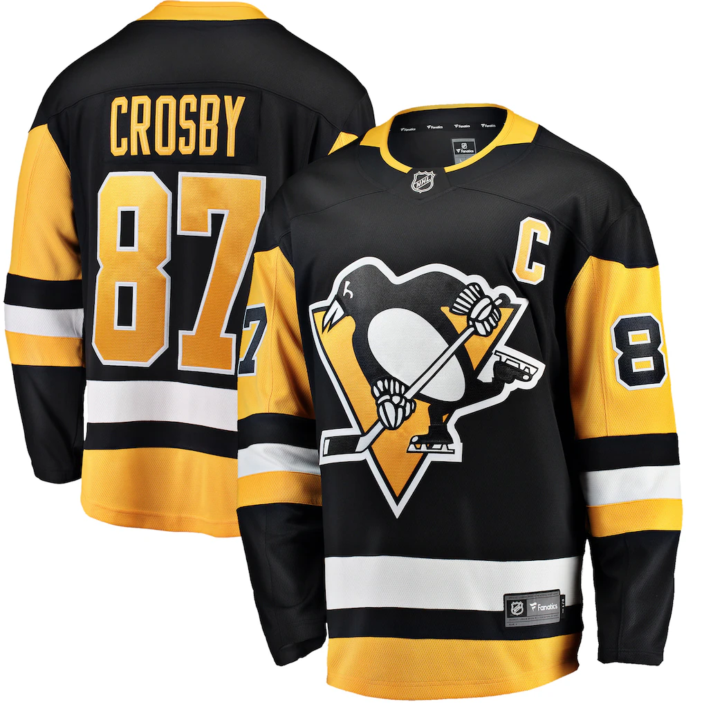 Fenge P.Penguins #87 Sidney Crosby Black Captain Patch Home Breakaway Jerseys