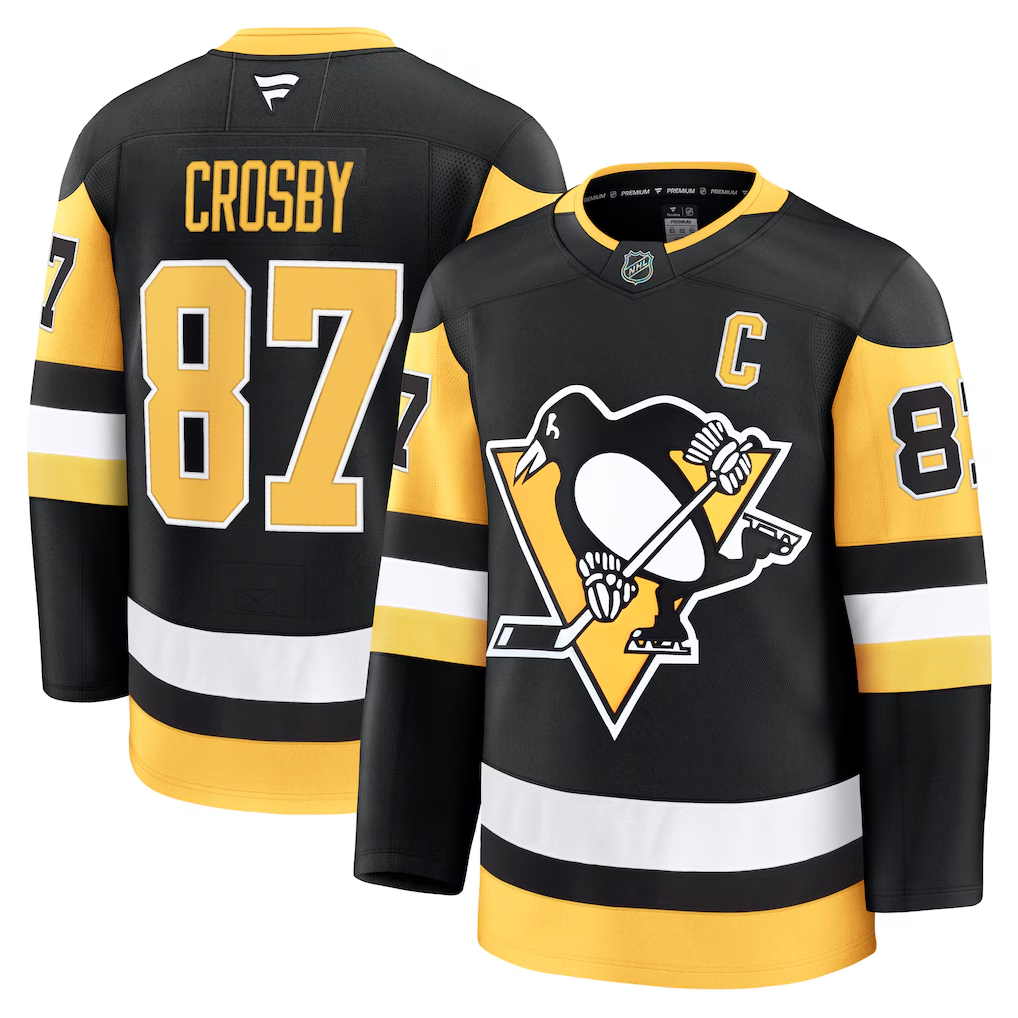 Fenge P.Penguins #87 Sidney Crosby Black Home Premium Jerseys