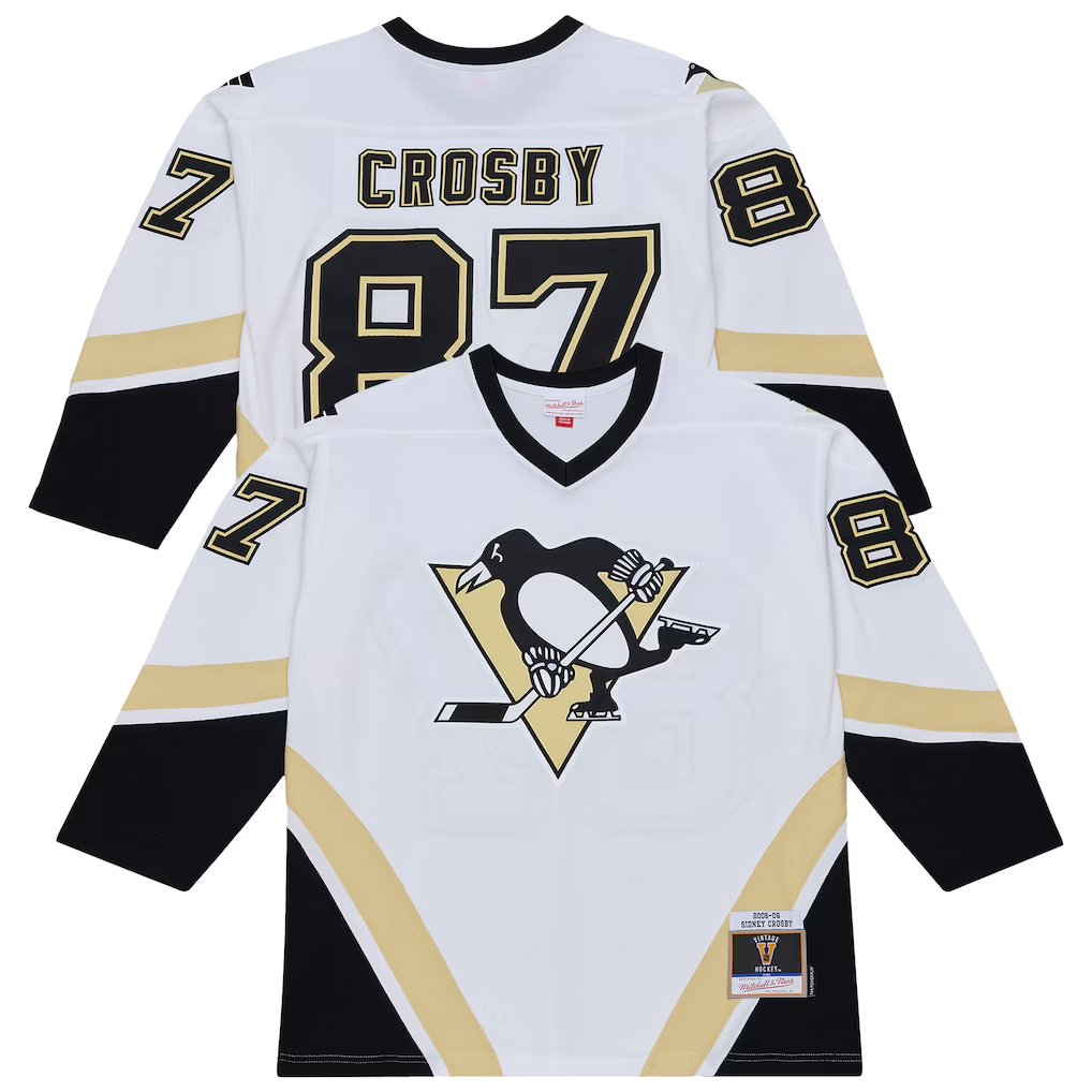 Fenge P.Penguins #87 Sidney Crosby Mitchell & Ness White 2005 Power Play Jerseys