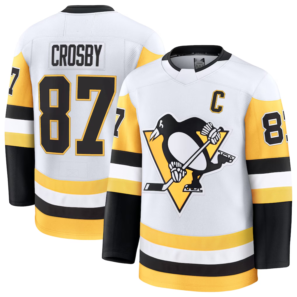 Fenge P.Penguins #87 Sidney Crosby White Away Premium Jerseys