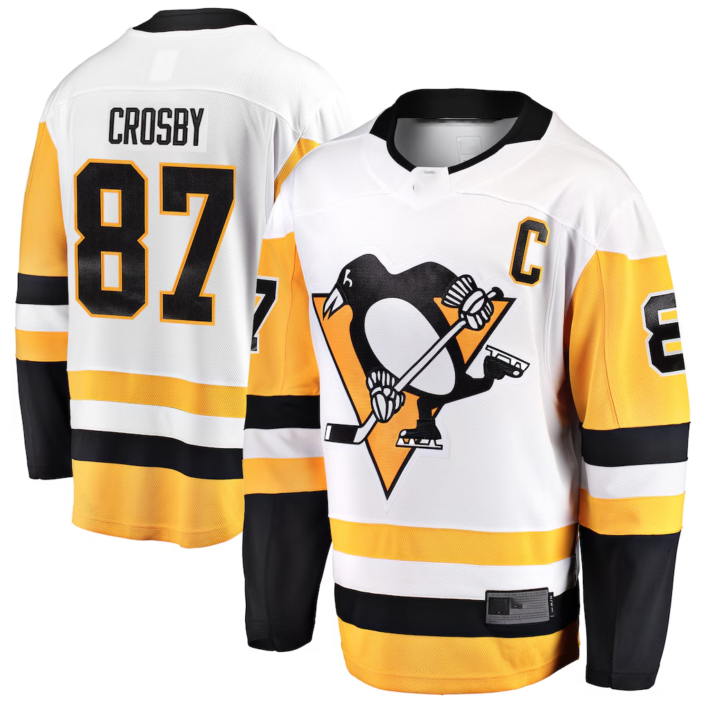 Fenge P.Penguins #87 Sidney Crosby White Breakaway Jerseys