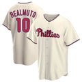 Fenge P.Phillies #10 J.T. Realmuto Player Cream Home Game Stitched Jerseys