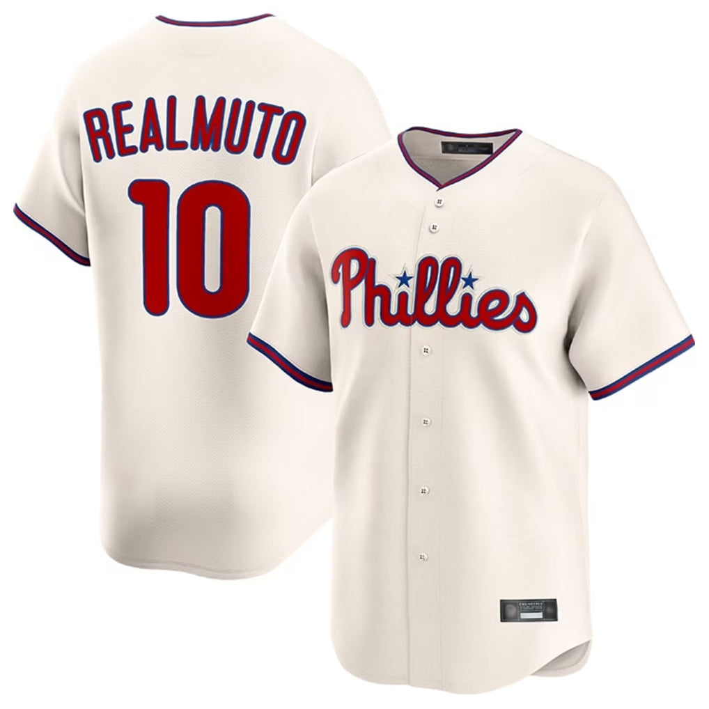 Fenge P.Phillies #10 J.T. Realmuto Player Cream Home Limited Stitched Jerseys