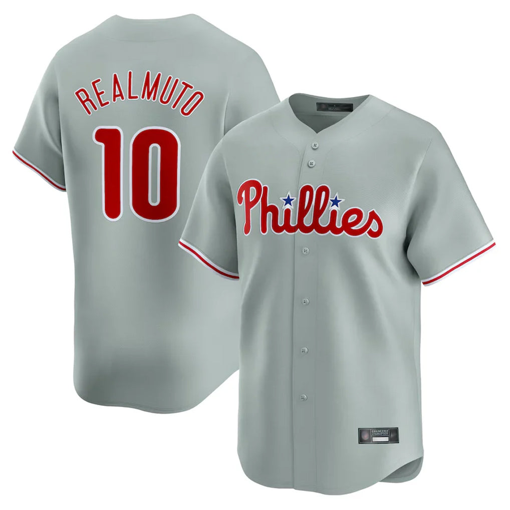 Fenge P.Phillies #10 J.T. Realmuto Player Gray Home Limited Stitched Jerseys