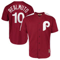 Fenge P.Phillies #10 J.T. Realmuto Player Red Cooperstown Collection Limited Home Stitched Jerseys