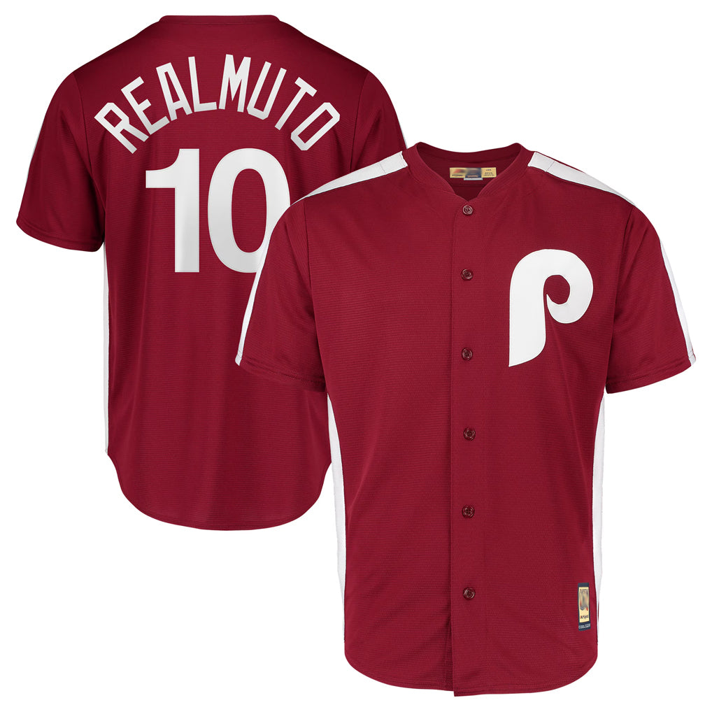 Fenge P.Phillies #10 J.T. Realmuto Player Red Cooperstown Collection Limited Home Stitched Jerseys