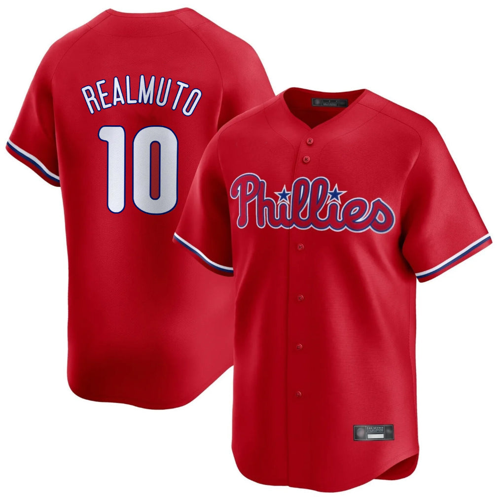 Fenge P.Phillies #10 J.T. Realmuto Player Red Home Limited Stitched Jerseys