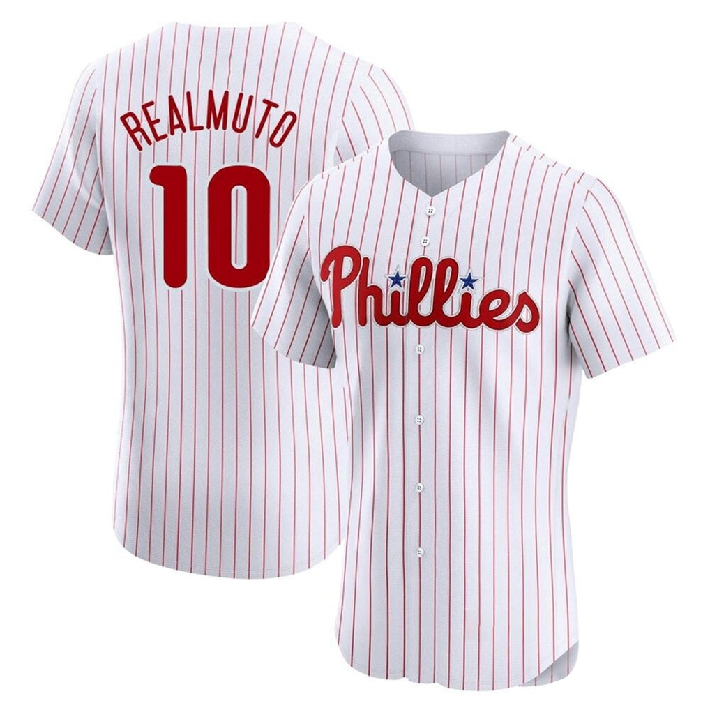 Fenge P.Phillies #10 J.T. Realmuto Player White Home Limited Elite Stitched Jerseys