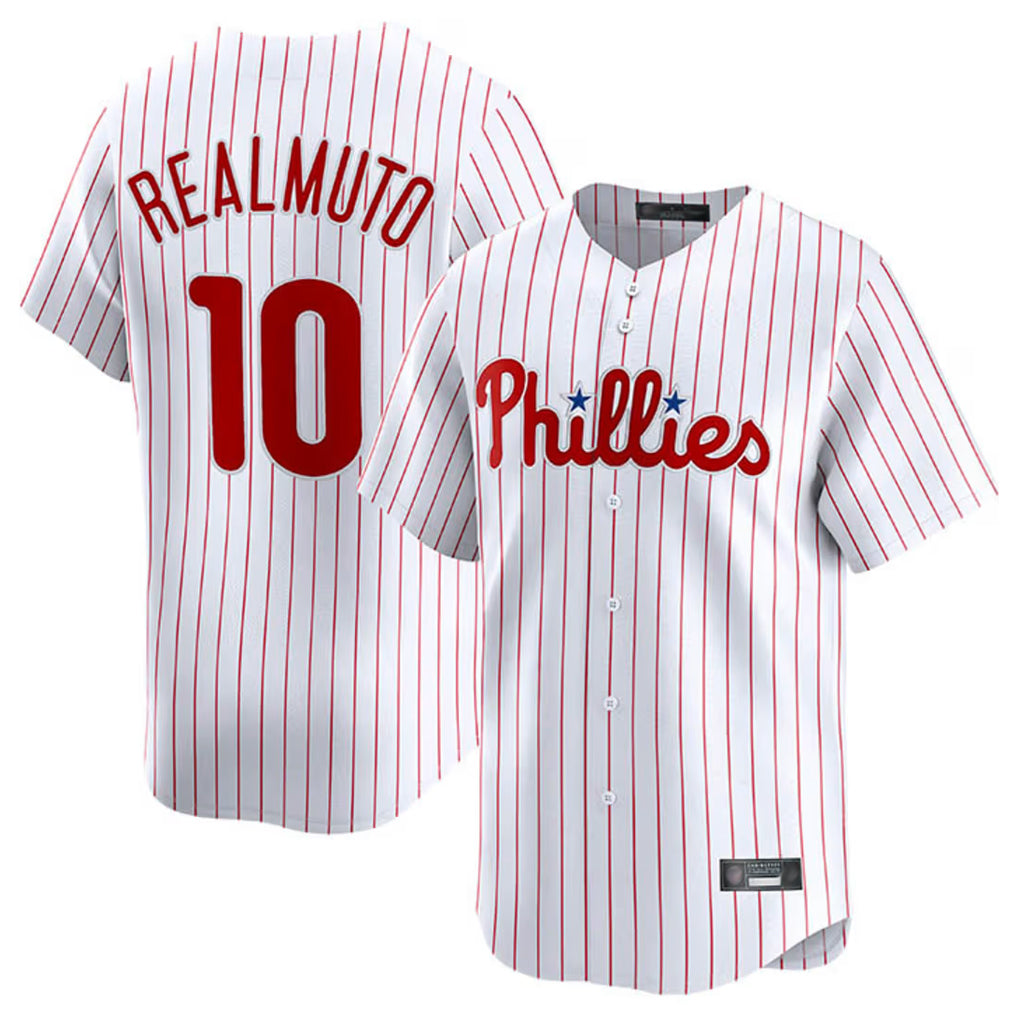 Fenge P.Phillies #10 J.T. Realmuto Player White Home Limited Stitched Jerseys