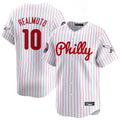 Fenge P.Phillies #10 J.T. Realmuto Player White Pinstripe Phillies & Eagles Vapor Premier Limited Stitched Jerseys