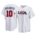 Fenge P.Phillies #10 J.T. Realmuto Player White USA World Classic Home Game Stitched Jerseys