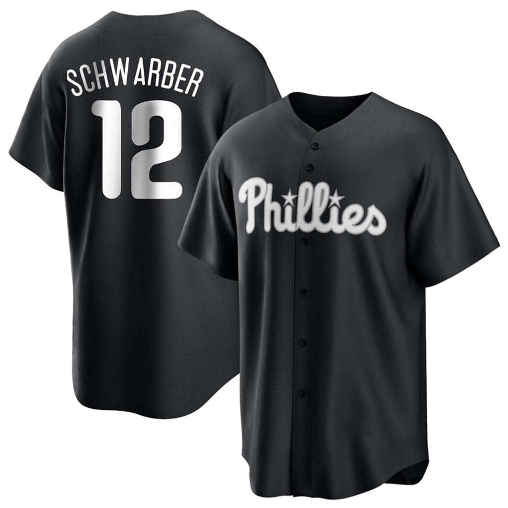 Fenge P.Phillies #12 Kyle Schwarber Player Black Alt Fashion Home Game Stitched Jerseys