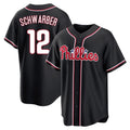 Fenge P.Phillies #12 Kyle Schwarber Player Black Fashion Out Home Game Stitched Jerseys