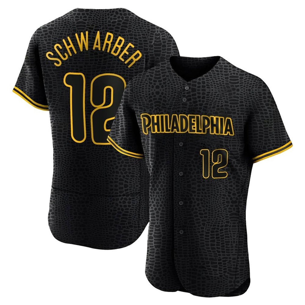 Fenge P.Phillies #12 Kyle Schwarber Player Black Snake Skin City Home Limited Elite Stitched Jerseys