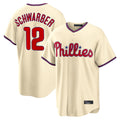 Fenge P.Phillies #12 Kyle Schwarber Player Cream Home Game Stitched Jerseys