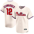 Fenge P.Phillies #12 Kyle Schwarber Player Cream Home Limited Stitched Jerseys
