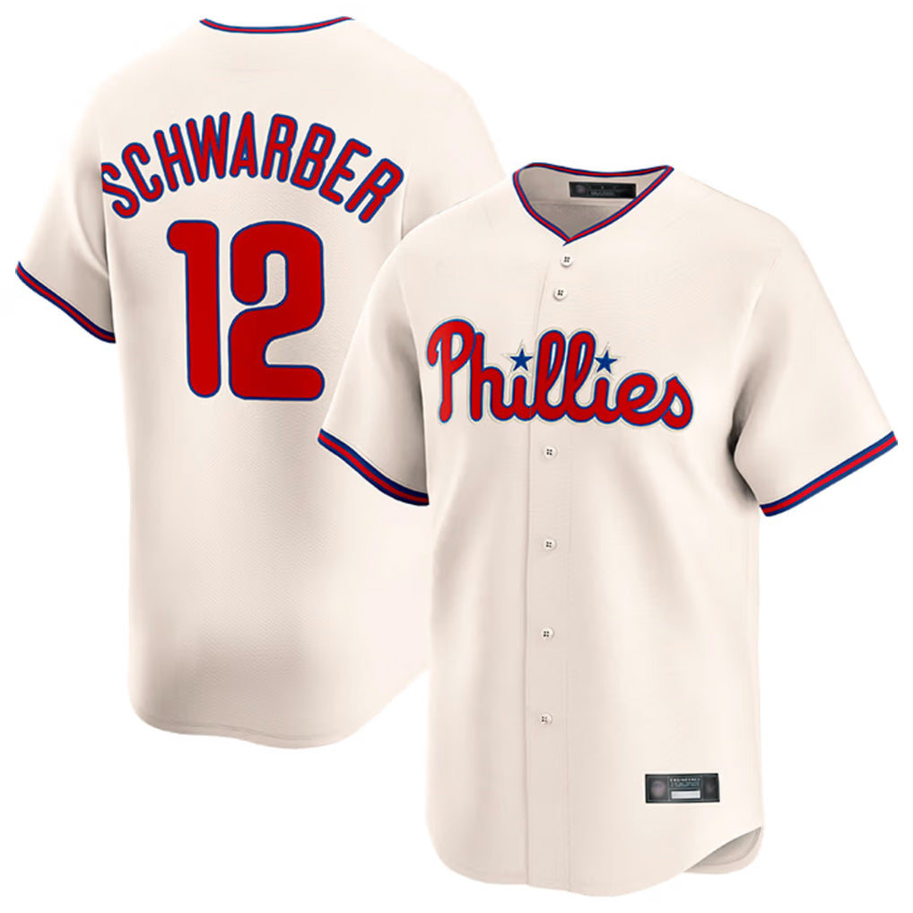 Fenge P.Phillies #12 Kyle Schwarber Player Cream Home Limited Stitched Jerseys