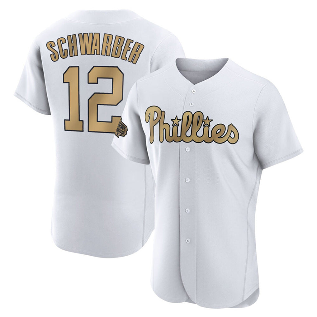 Fenge P.Phillies #12 Kyle Schwarber Player Gold All-Star Home Limited Elite Stitched Jerseys