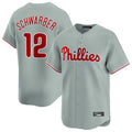 Fenge P.Phillies #12 Kyle Schwarber Player Gray Home Limited Stitched Jerseys