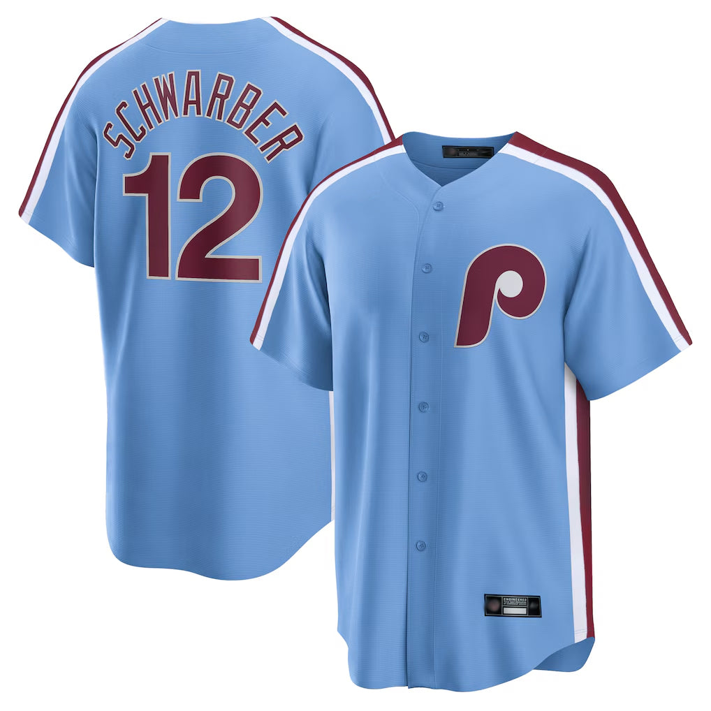Fenge P.Phillies #12 Kyle Schwarber Player Light Blue Home Game Stitched Jerseys
