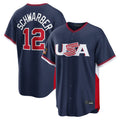 Fenge P.Phillies #12 Kyle Schwarber Player Navy USA World Classic Game Limited Stitched Jerseys