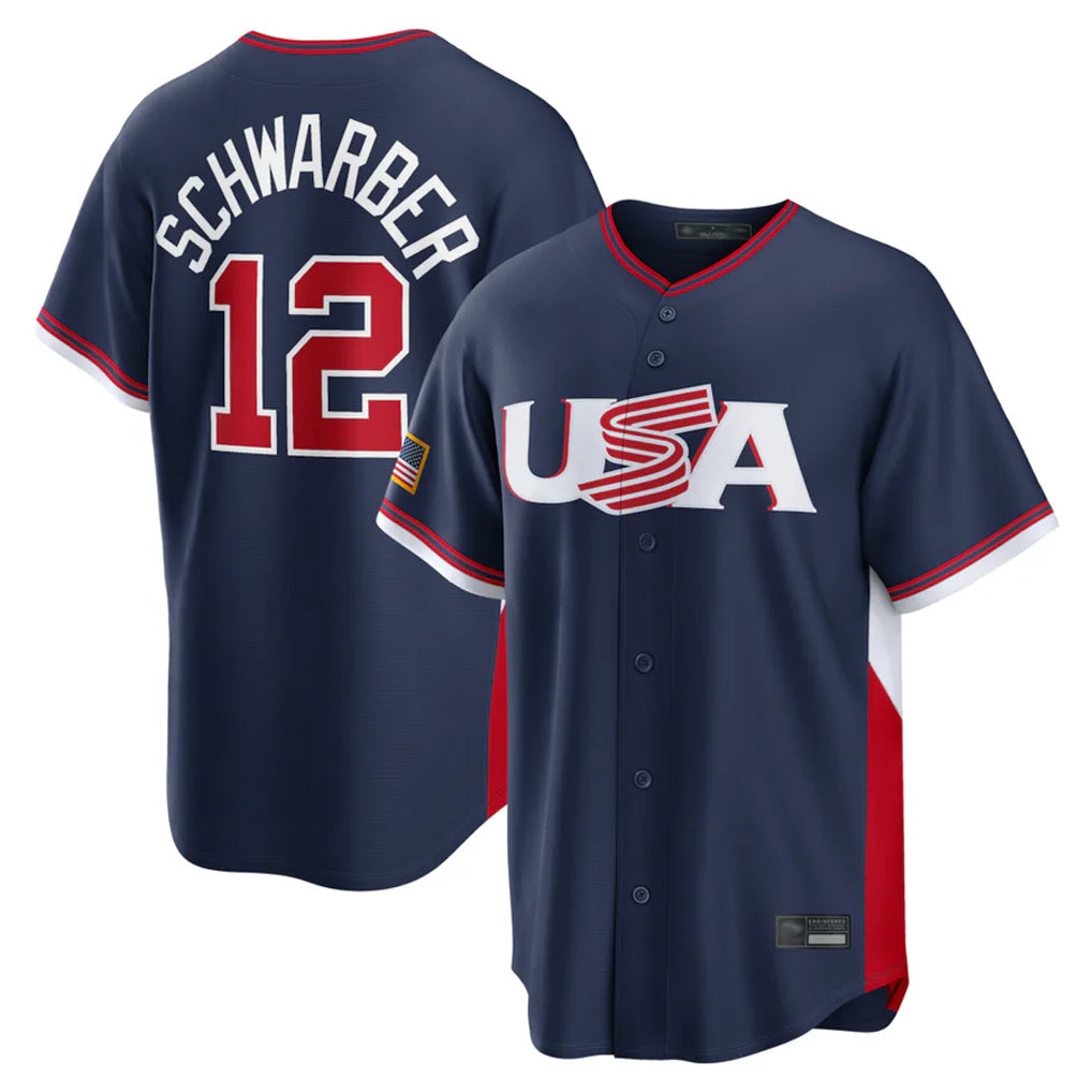 Fenge P.Phillies #12 Kyle Schwarber Player Navy USA World Classic Game Limited Stitched Jerseys