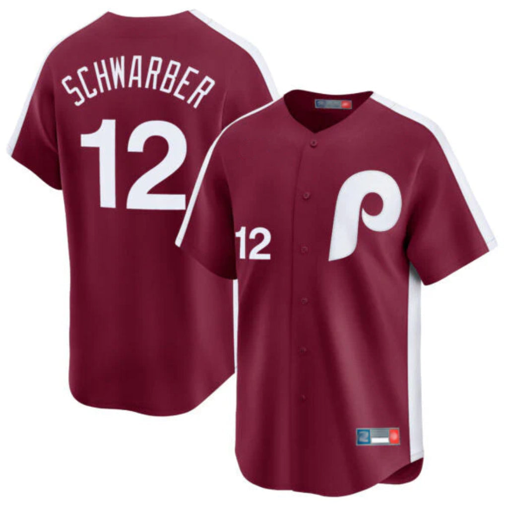 Fenge P.Phillies #12 Kyle Schwarber Player Red Cooperstown Collection Limited Home Stitched Jerseys