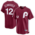 Fenge P.Phillies #12 Kyle Schwarber Player Red Cooperstown Collection Limited Home Stitched Jerseys