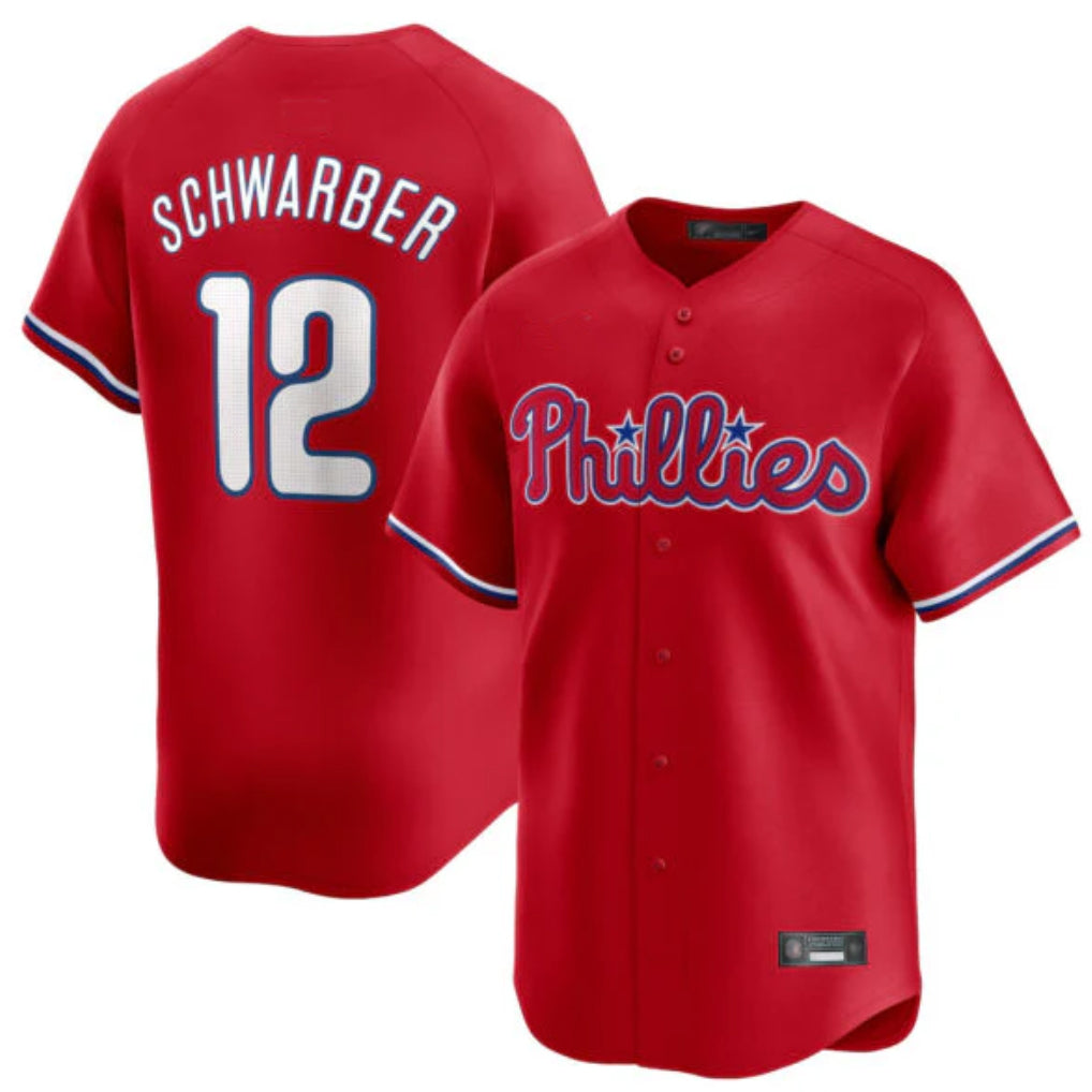 Fenge P.Phillies #12 Kyle Schwarber Player Red Home Limited Stitched Jerseys