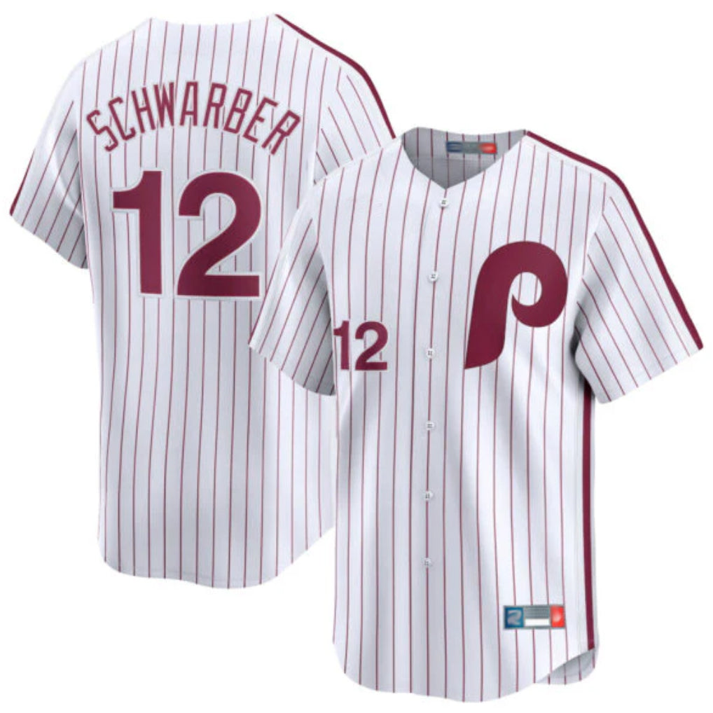 Fenge P.Phillies #12 Kyle Schwarber Player White Cooperstown Collection Limited Home Stitched Jerseys