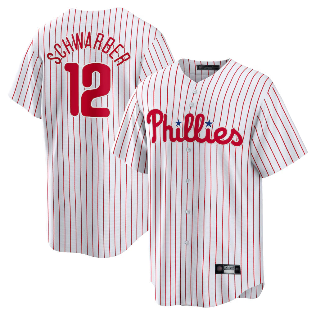 Fenge P.Phillies #12 Kyle Schwarber Player White Home Game Stitched Jerseys