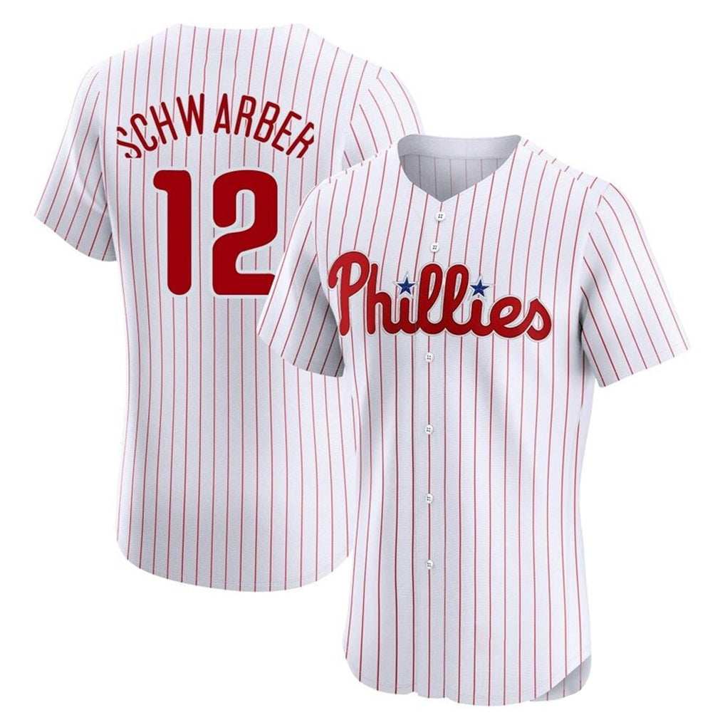 Fenge P.Phillies #12 Kyle Schwarber Player White Home Limited Elite Stitched Jerseys