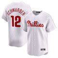 Fenge P.Phillies #12 Kyle Schwarber Player White Home Limited Stitched Jerseys