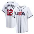 Fenge P.Phillies #12 Kyle Schwarber Player White USA World Classic Game Limited Stitched Jerseys
