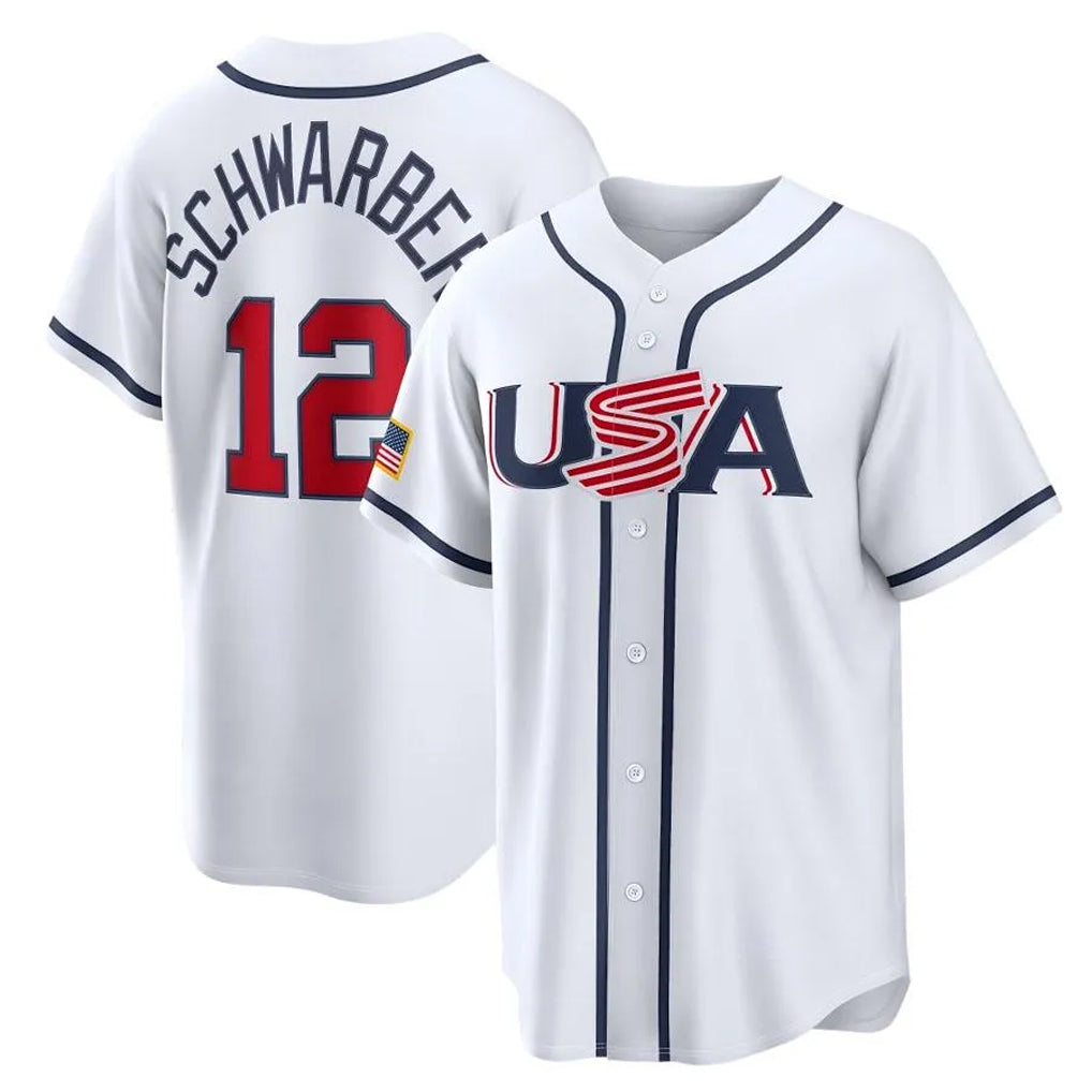 Fenge P.Phillies #12 Kyle Schwarber Player White USA World Classic Game Limited Stitched Jerseys